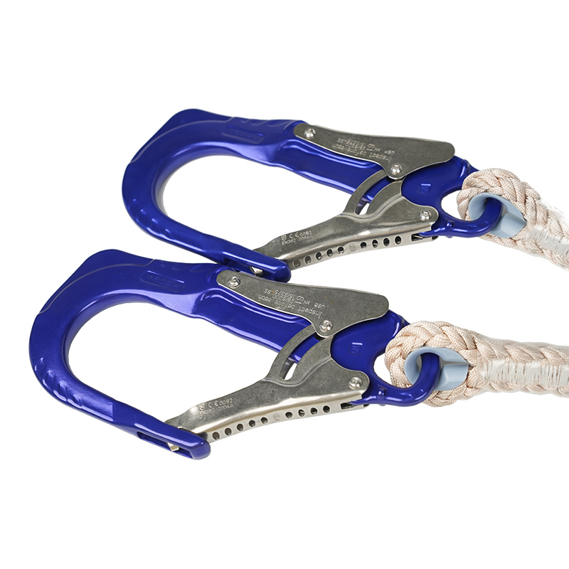 KA-L17 Cosaint Titim E Lanyard Sábháilteachta Le Roe níolón, 2 Duán Cóimhiotal Alúmanam Agus 1 Carabiner Cóimhiotal Alúmanam